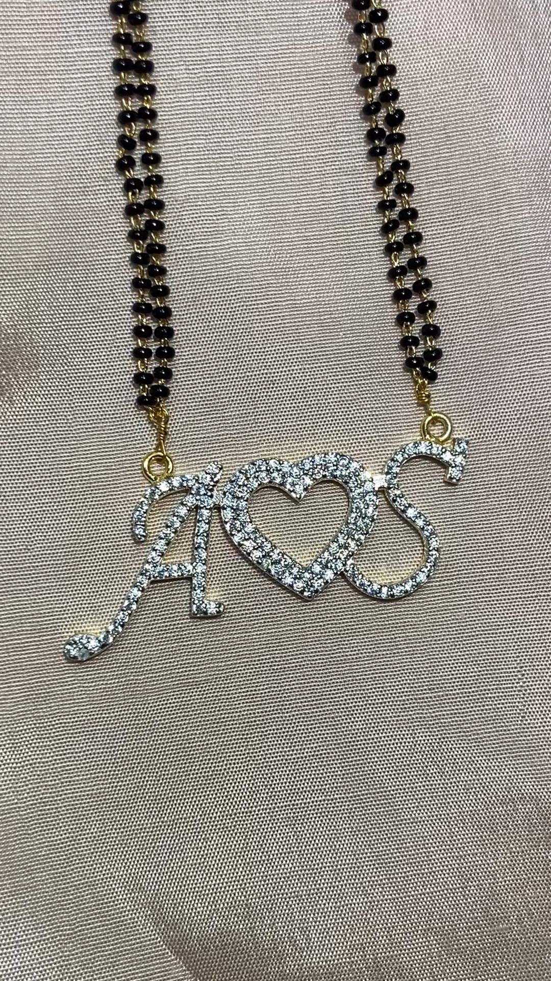 Mangal Sutra in Customized Couple Alphabet/Initials with 22k Gold Polish