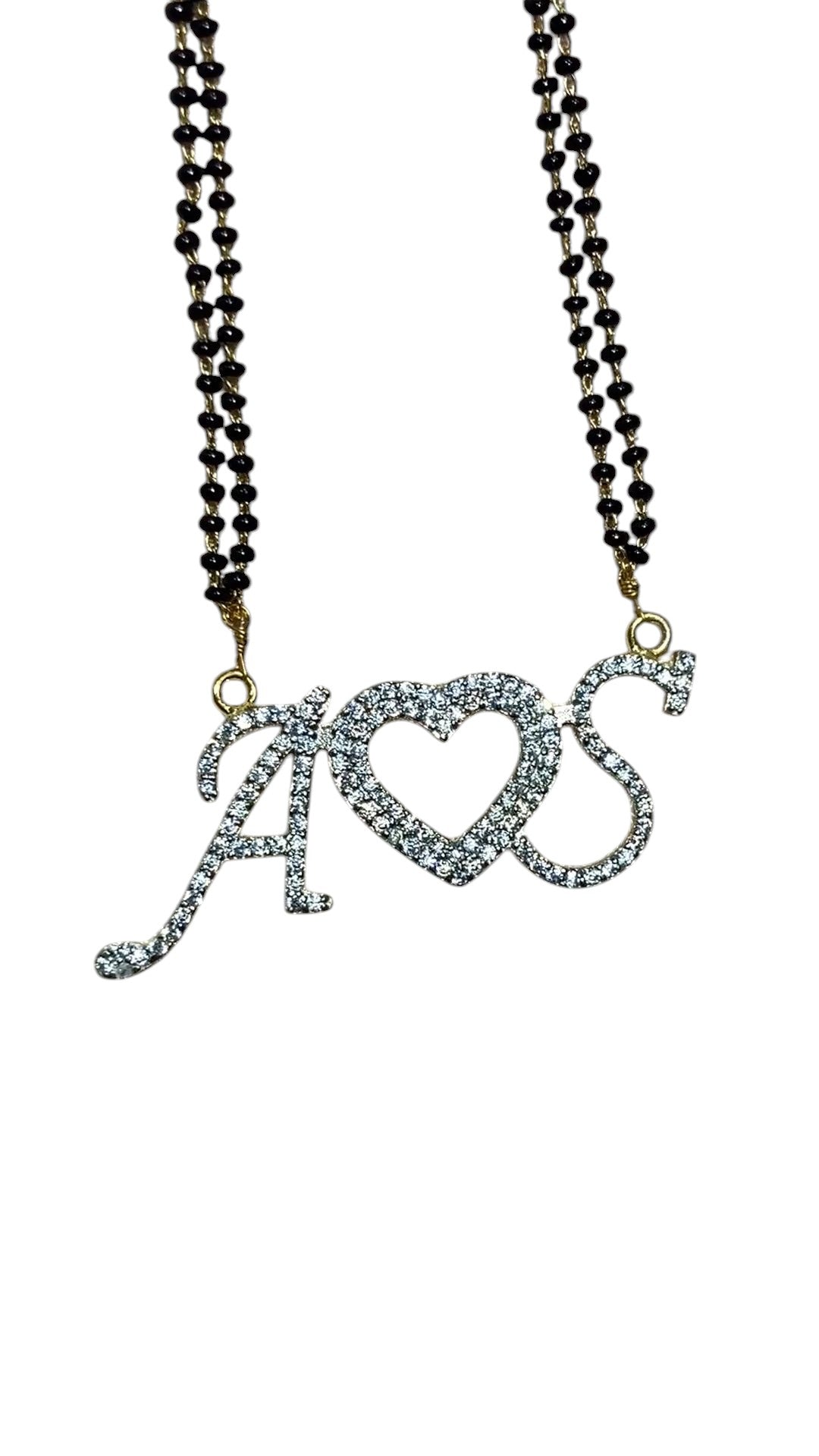 Mangal Sutra in Customized Couple Alphabet/Initials with 22k Gold Polish