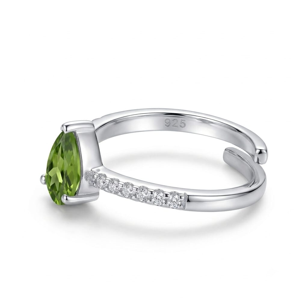 Natural Peridot Ring 925 Sterling Silver Women's Eternity Band Gift for Her