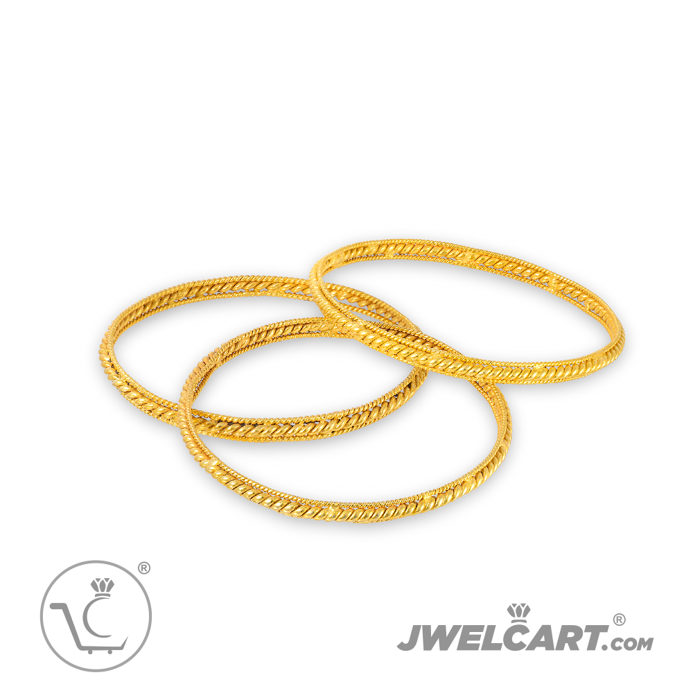 Thin Twisted Wire Designer Bangle with Real 18k Gold plated
