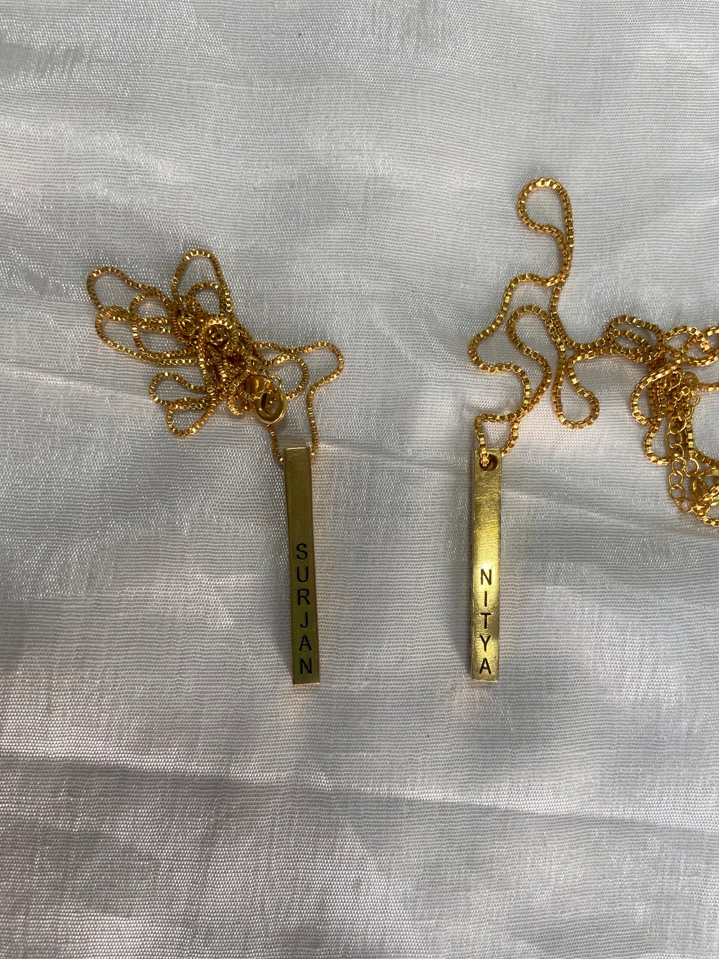 Bar Necklace / Couple Necklace ~ Customized Name & Dates ~Couple Gifts~22k Gold Plated
