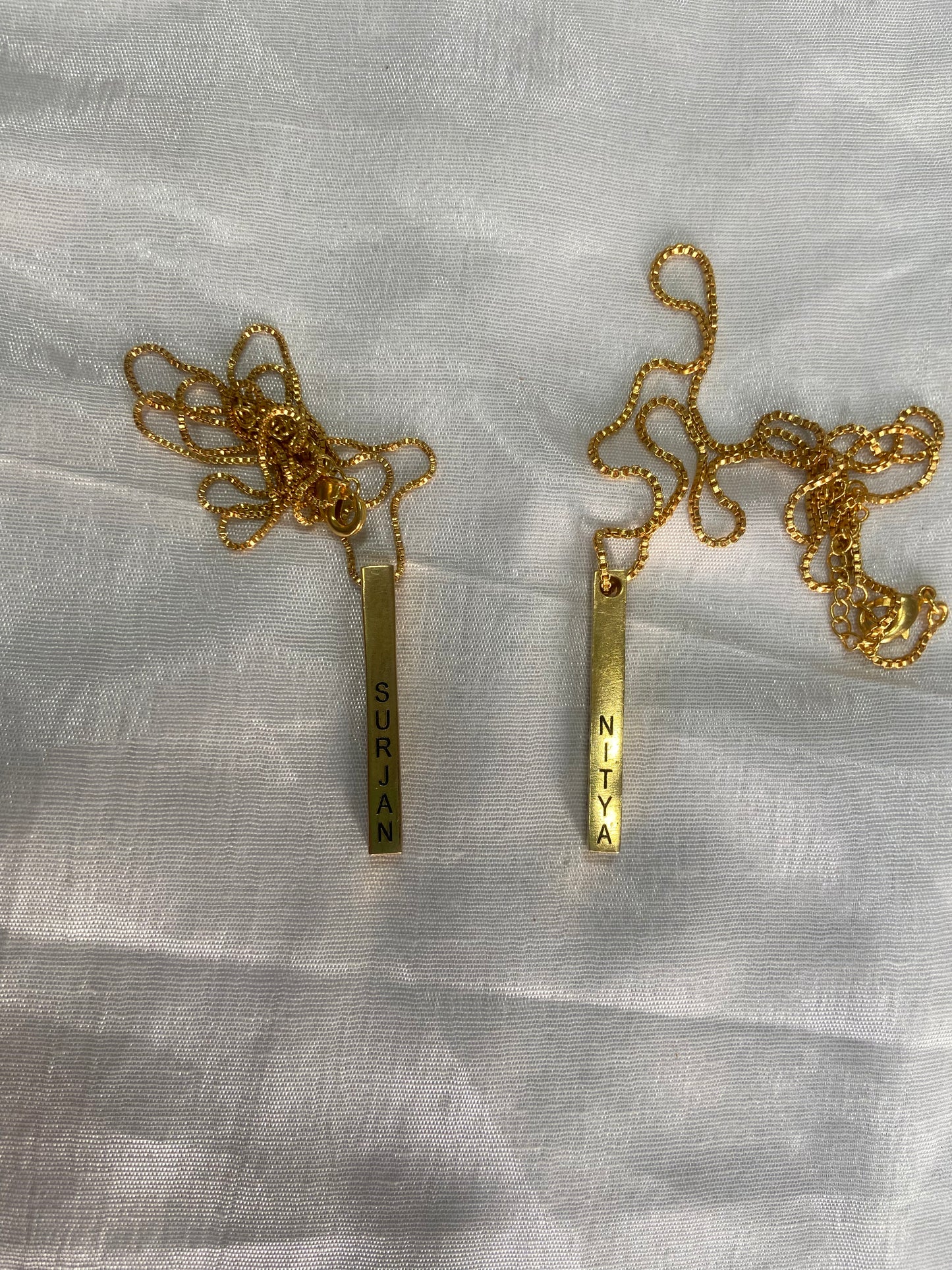 Bar Necklace / Couple Necklace ~ Customized Name & Dates ~Couple Gifts~22k Gold Plated