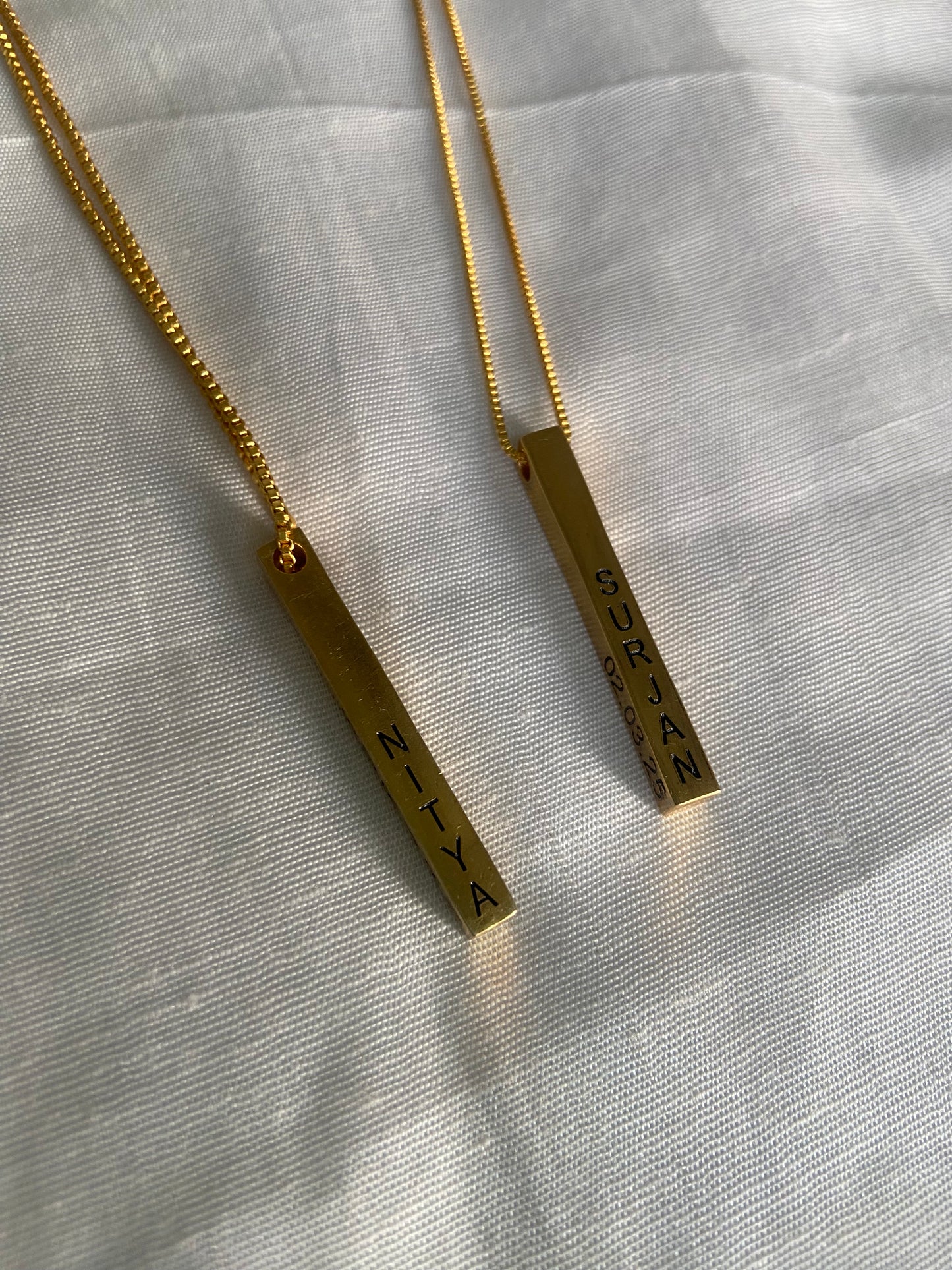 Bar Necklace / Couple Necklace ~ Customized Name & Dates ~Couple Gifts~22k Gold Plated