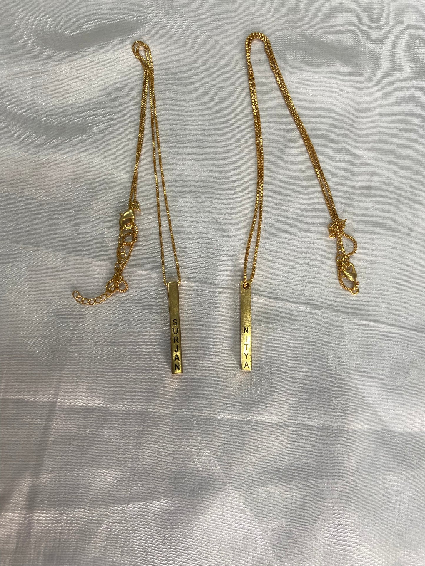 Bar Necklace / Couple Necklace ~ Customized Name & Dates ~Couple Gifts~22k Gold Plated
