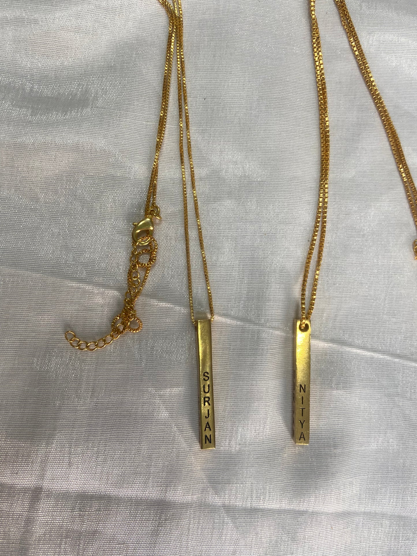 Bar Necklace / Couple Necklace ~ Customized Name & Dates ~Couple Gifts~22k Gold Plated