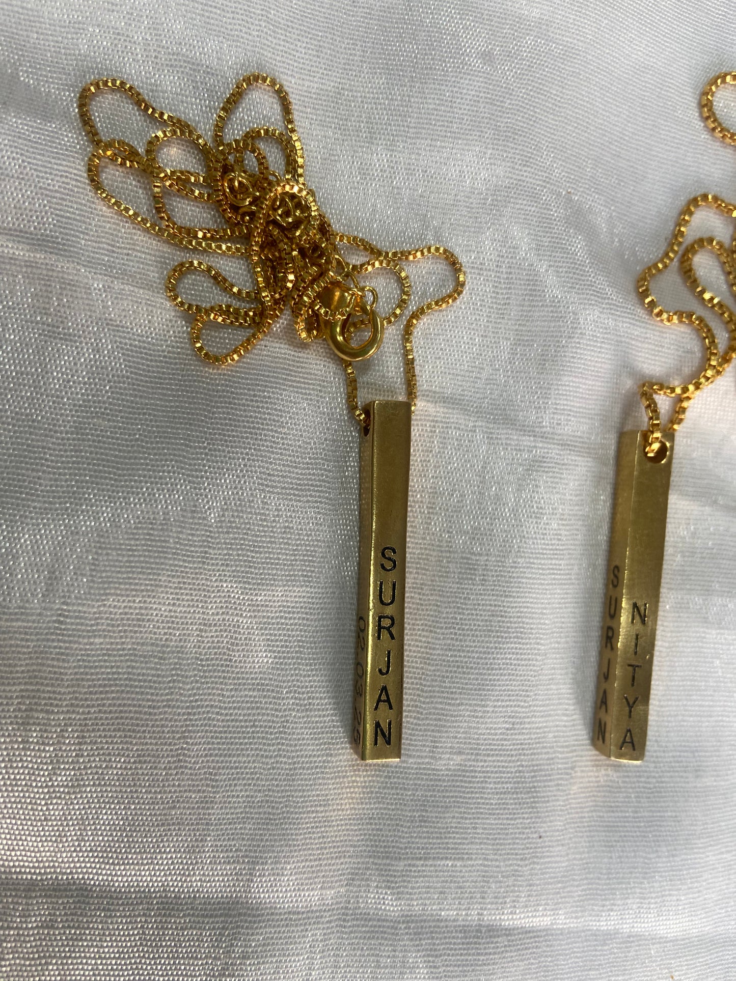 Bar Necklace / Couple Necklace ~ Customized Name & Dates ~Couple Gifts~22k Gold Plated