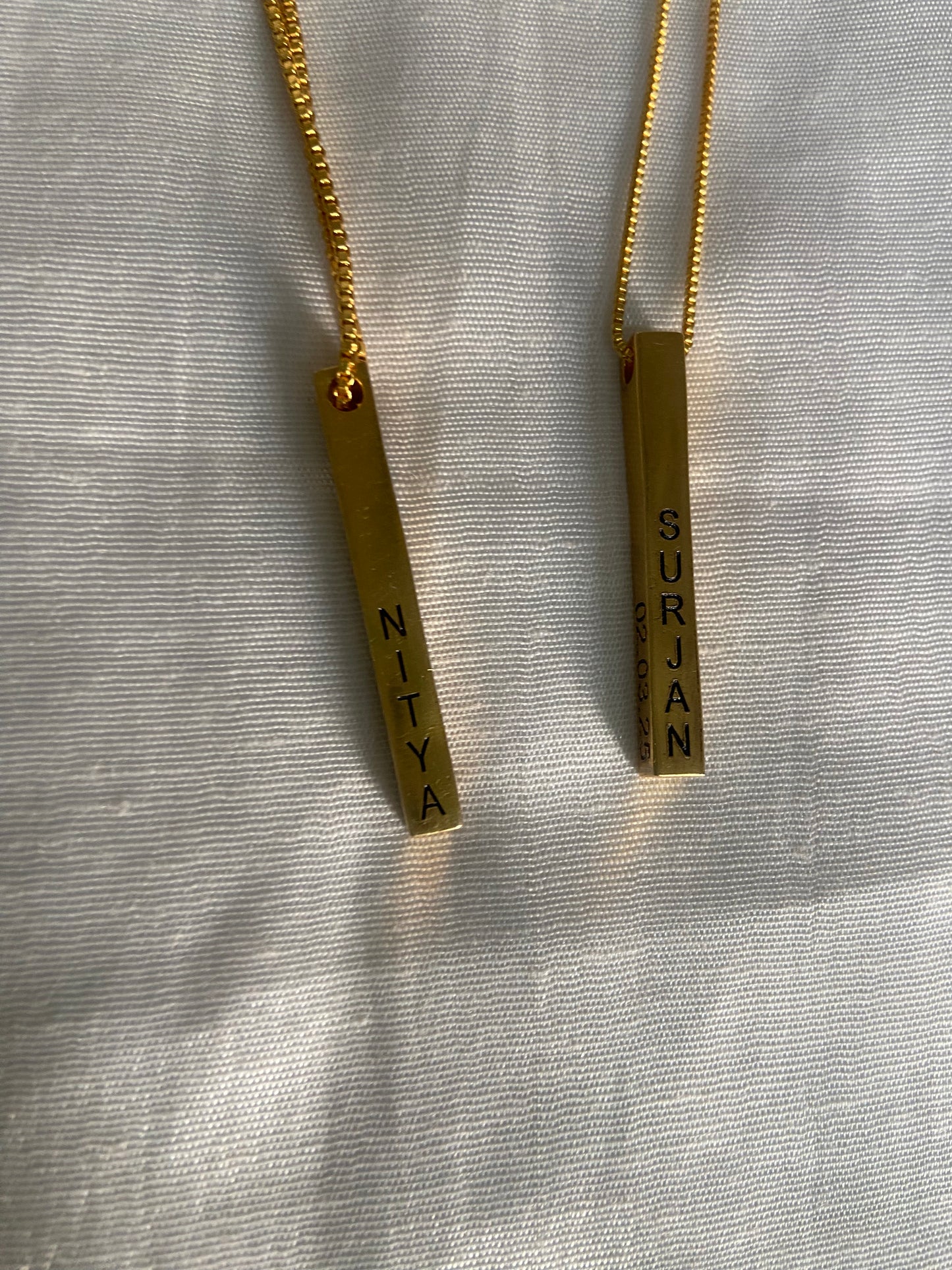 Bar Necklace / Couple Necklace ~ Customized Name & Dates ~Couple Gifts~22k Gold Plated