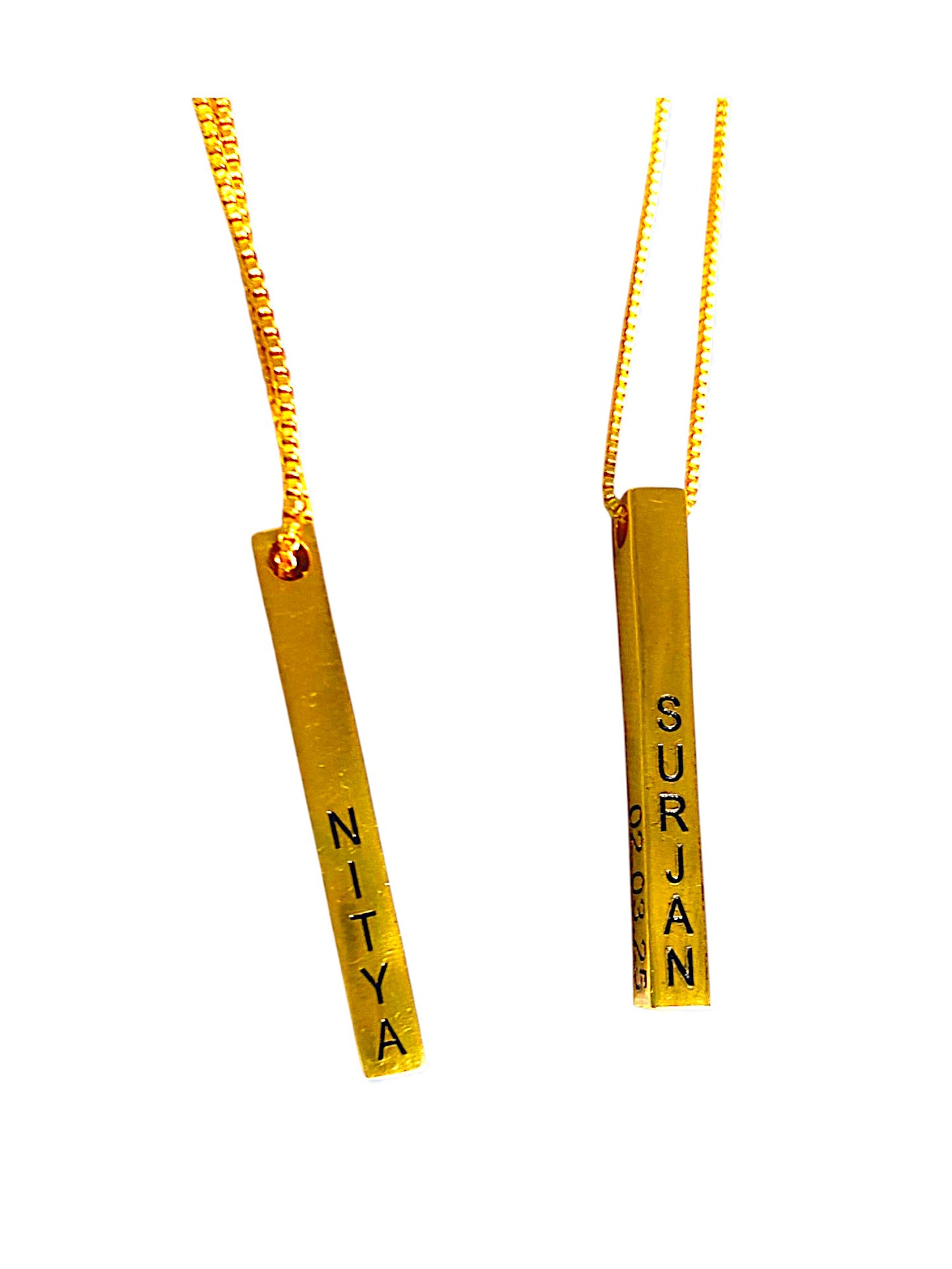Bar Necklace / Couple Necklace ~ Customized Name & Dates ~Couple Gifts~22k Gold Plated