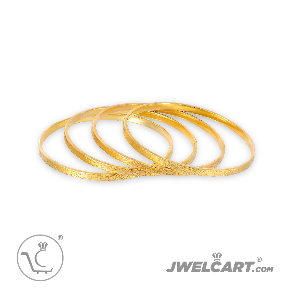 Womens's Hammered Handmade Texture Bangle in 925 Sterling Silver with 18k Gold Plated (Set of 2 Piece)