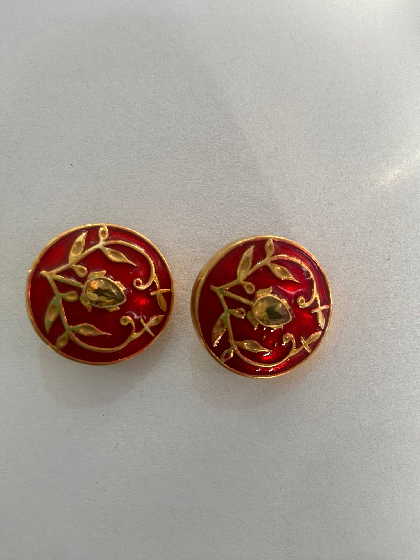 Silver Cufflinks for Mens in Lotus Enamel~Meenakari Design in 22k Gold Plated