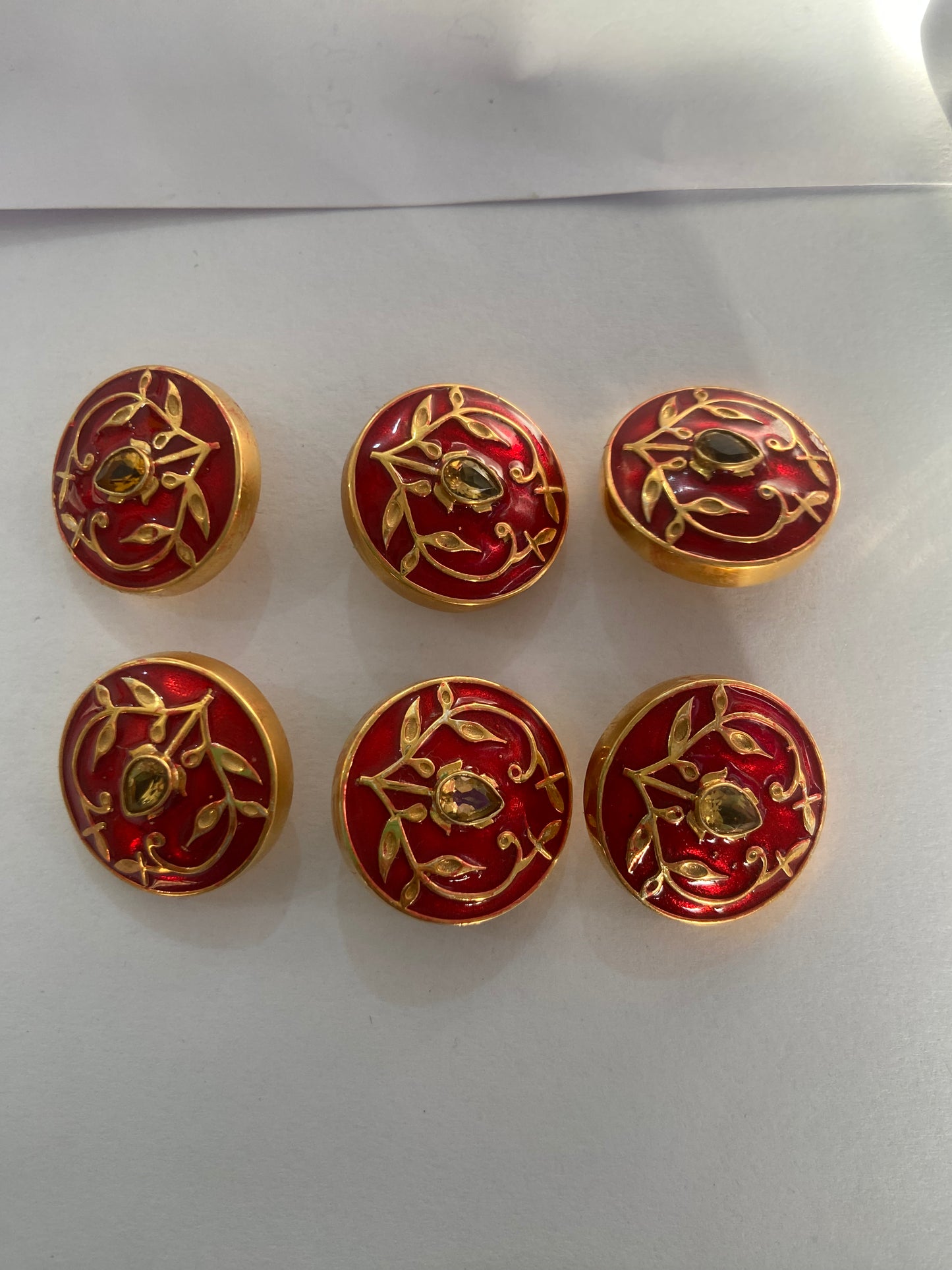 Silver Cufflinks for Mens in Lotus Enamel~Meenakari Design in 22k Gold Plated