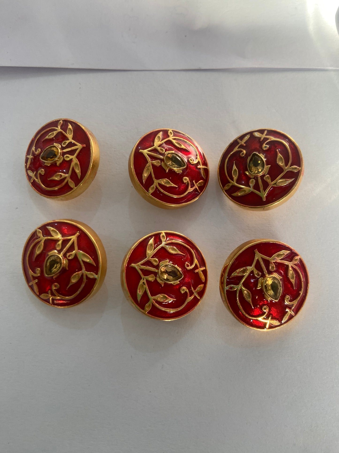 Silver Cufflinks for Mens in Lotus Enamel~Meenakari Design in 22k Gold Plated