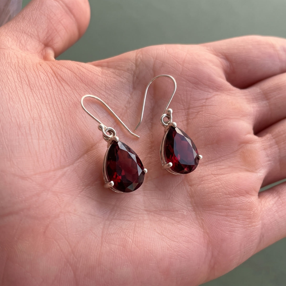 Natural Red Garnet Earrings 925 Sterling Silver Gemstone Jewelry Women's Garnet Earrings Birthstone Womens Jewelry Gift for Her