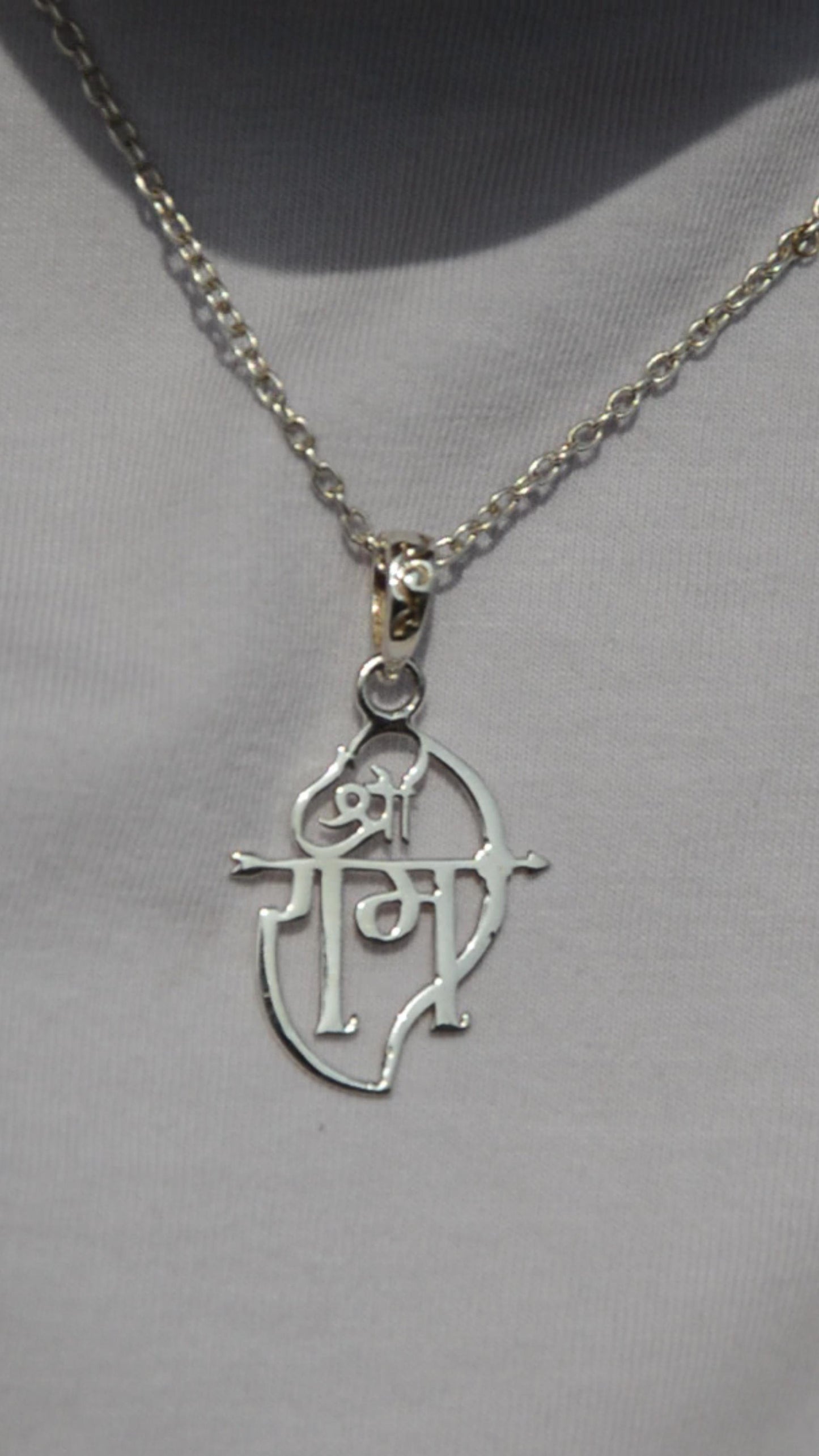 Shree Ram Pendant Necklace in 925 Sterling Silver with Thin Chain