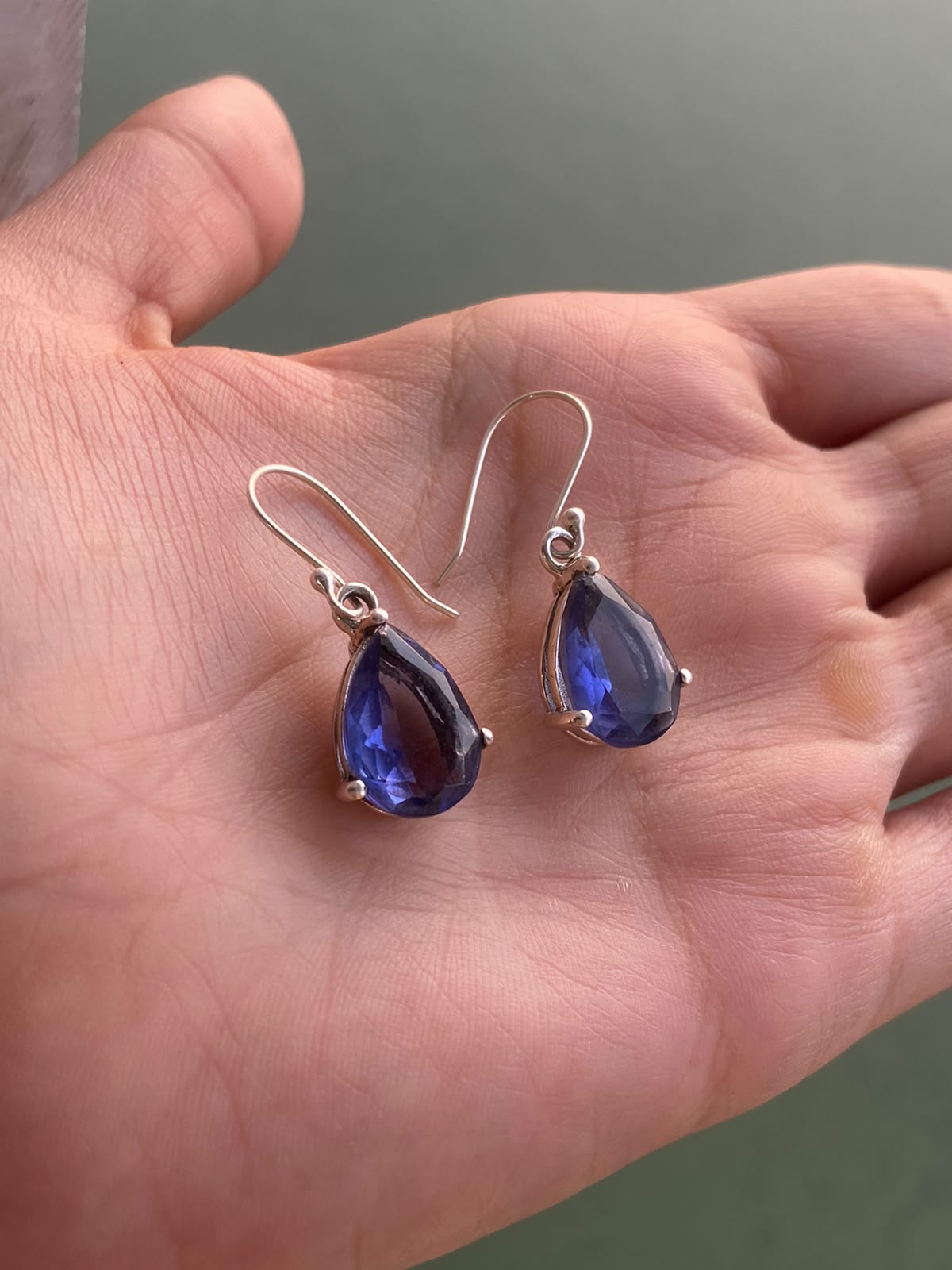 Natural Iolite Quartz Earrings 925 Sterling Silver Women's Iolite Quartz Earrings Handmade Gemstone Jewelry Drop & Dangle Earrings for Women Gift for Her Vintage Boho Jewelry