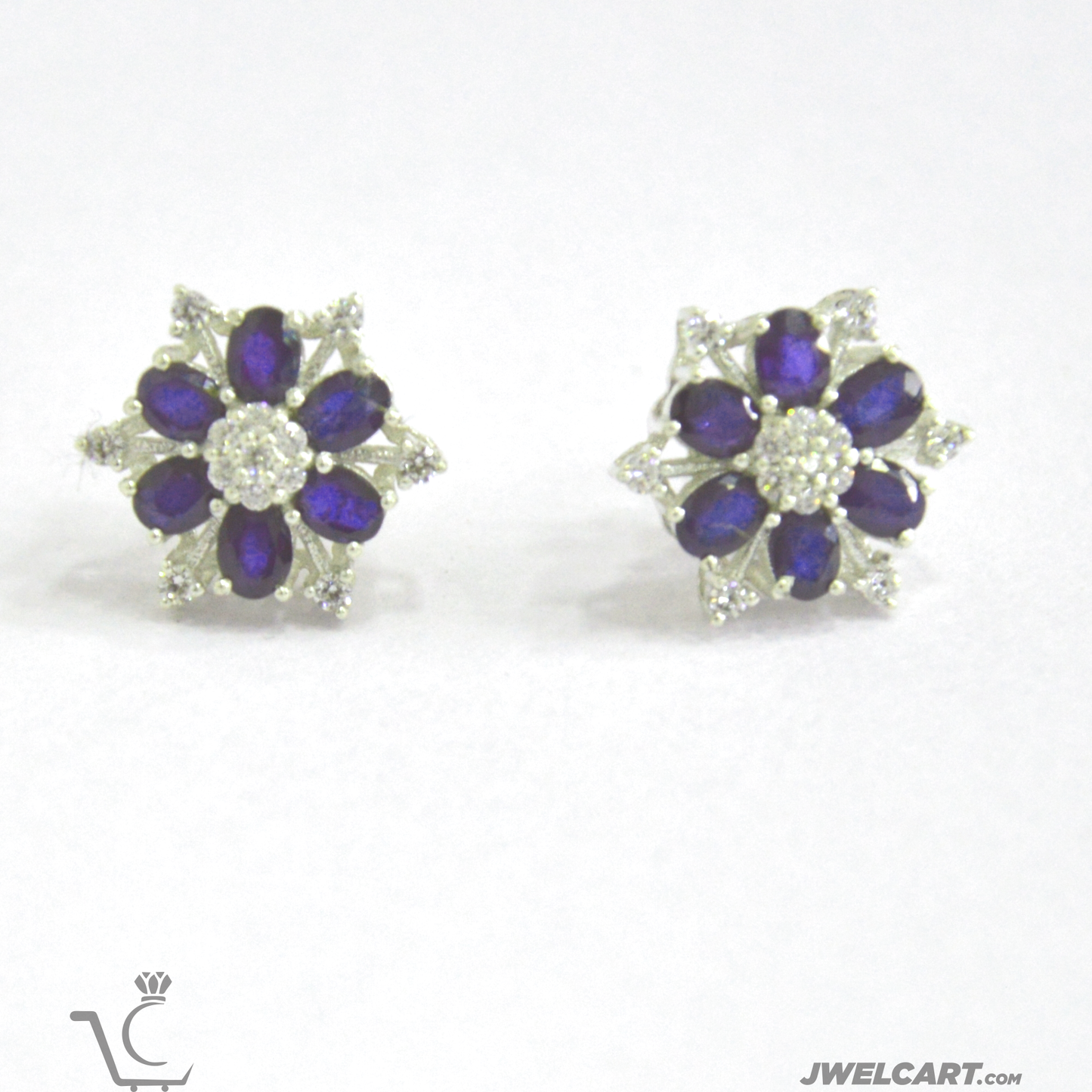 sapphire silver studs jwelcart.com