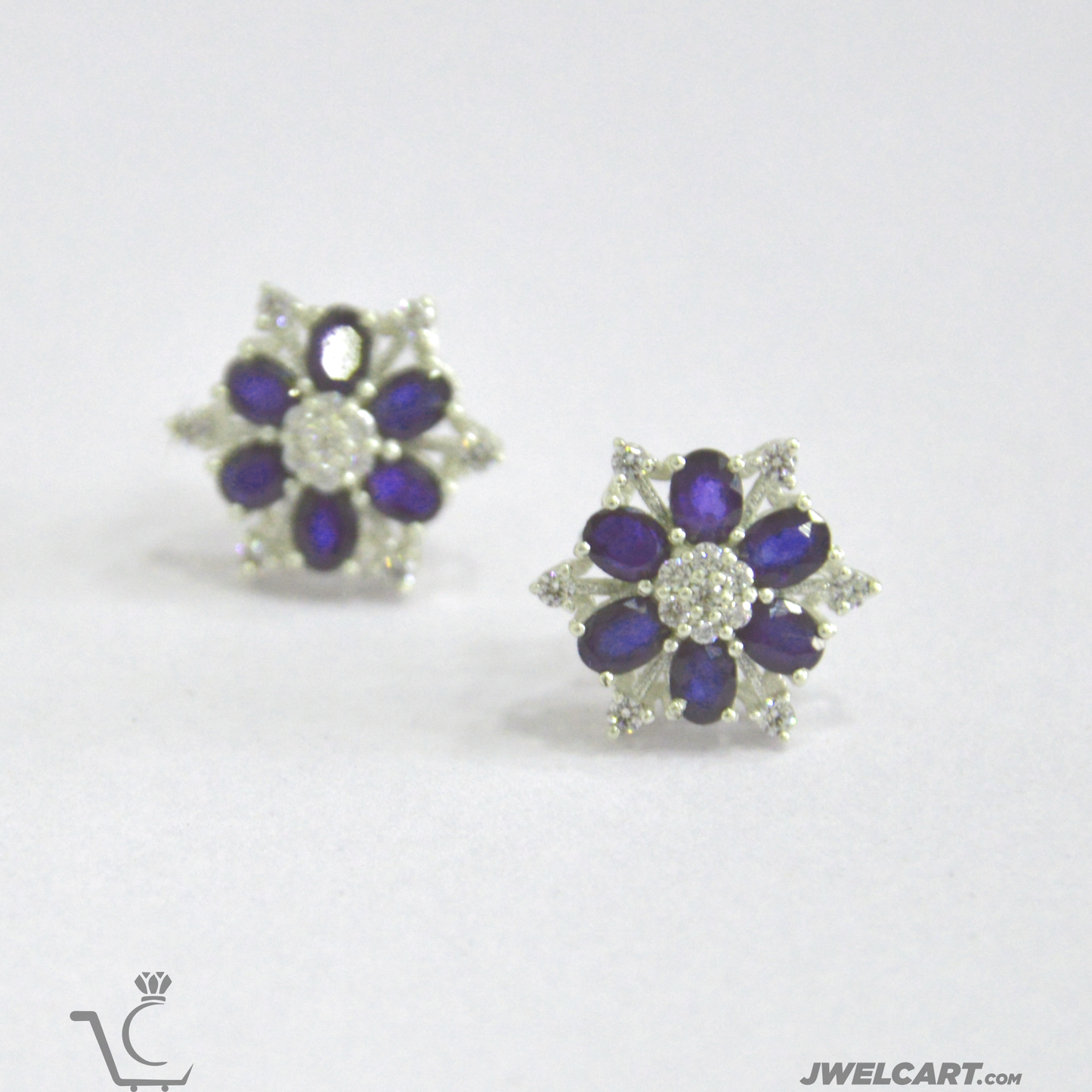 zircon silver studs earrings jwelcart.com