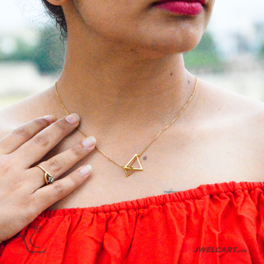 Triangle Design Dainty 18k Gold Plated Necklace