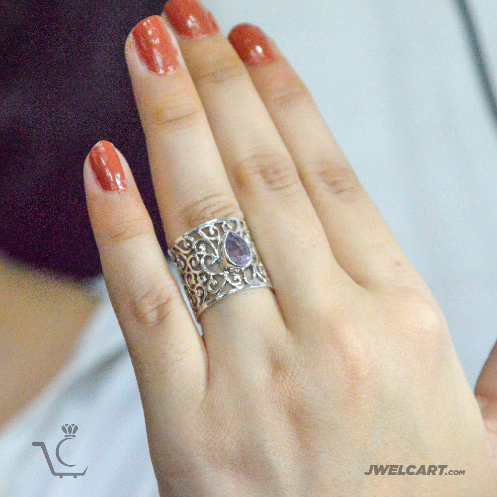 leaf pattern band silver ring jwelcart.com