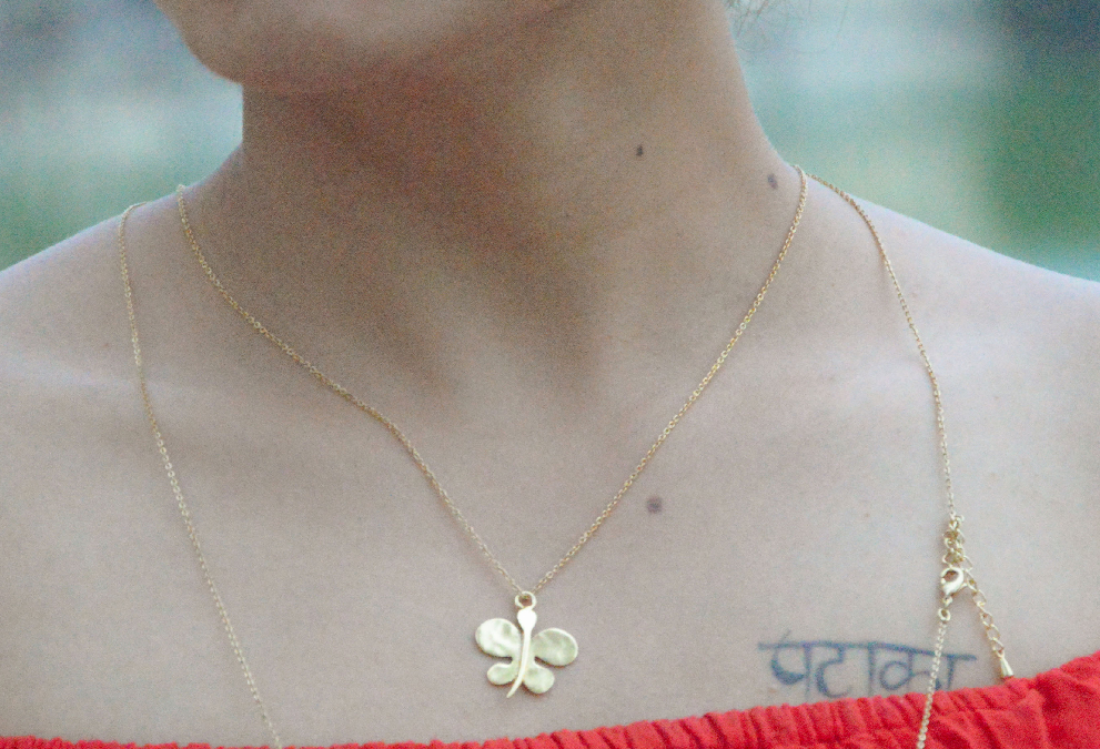 Butterfly 18k Gold plated layer chain necklace jwelcart.com