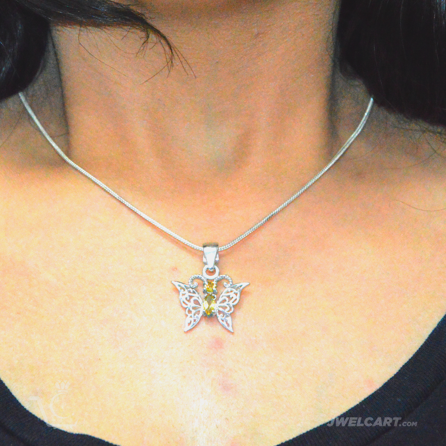 Butterfly Shape Sterling Silver Gemstone Pendant