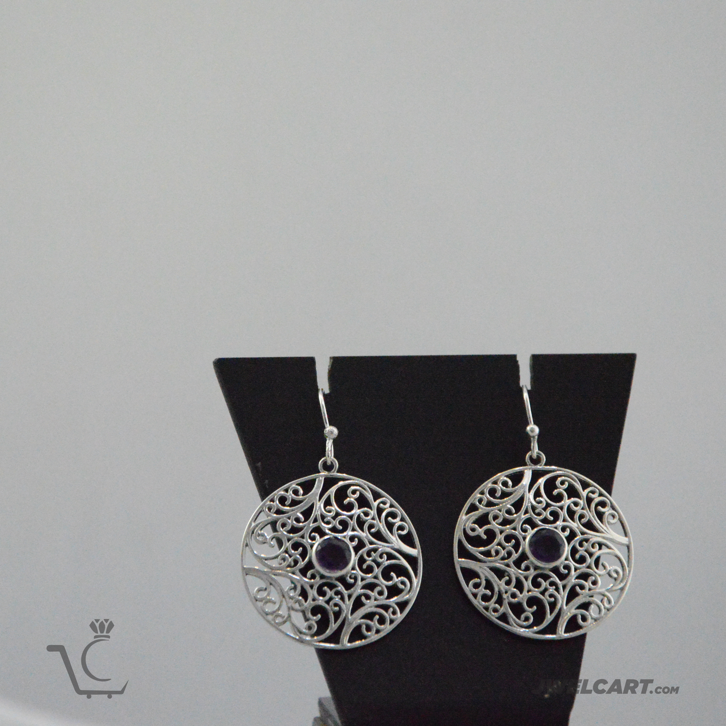 Sacred Geometry Sterling Silver Earrings Amethyst Gemstone earrings