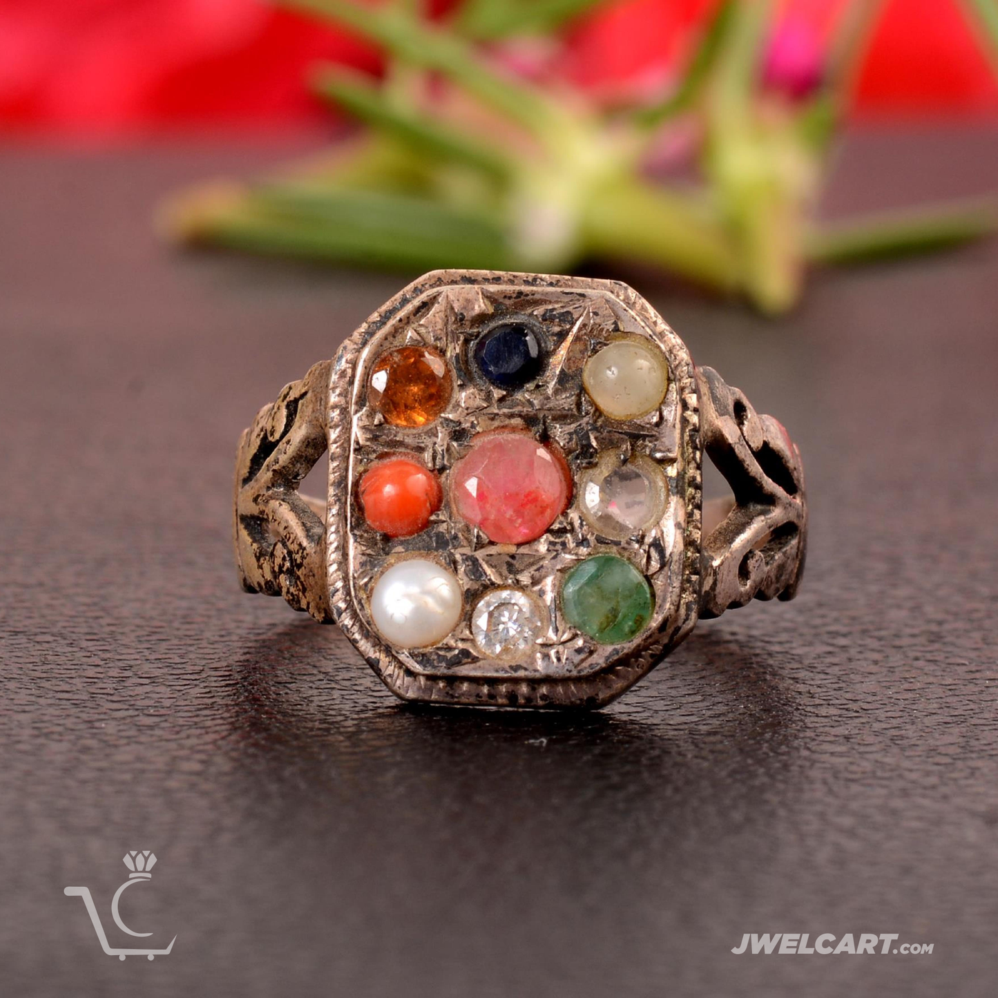 Navratna Ring Sterling Silver Natural Navratna Gemstone Ring