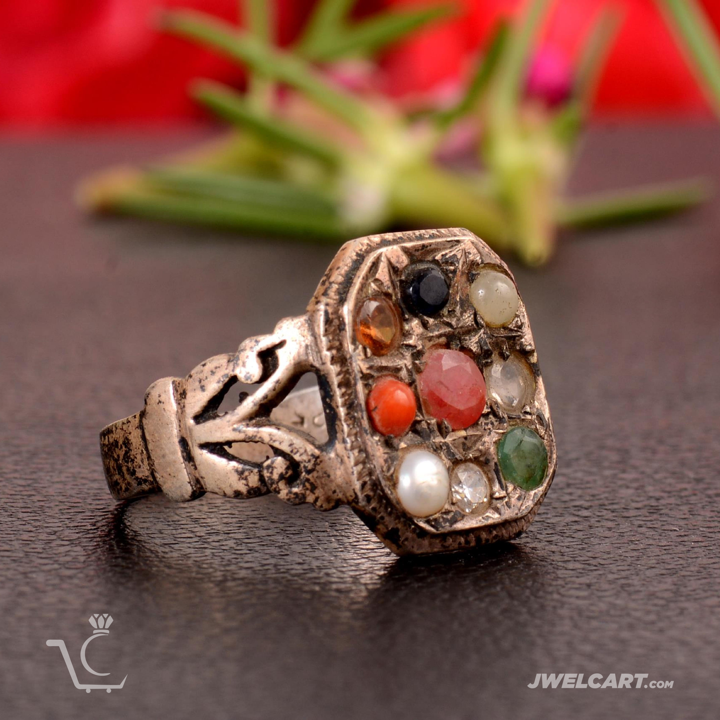 Navratna Ring Sterling Silver Natural Navratna Gemstone Ring
