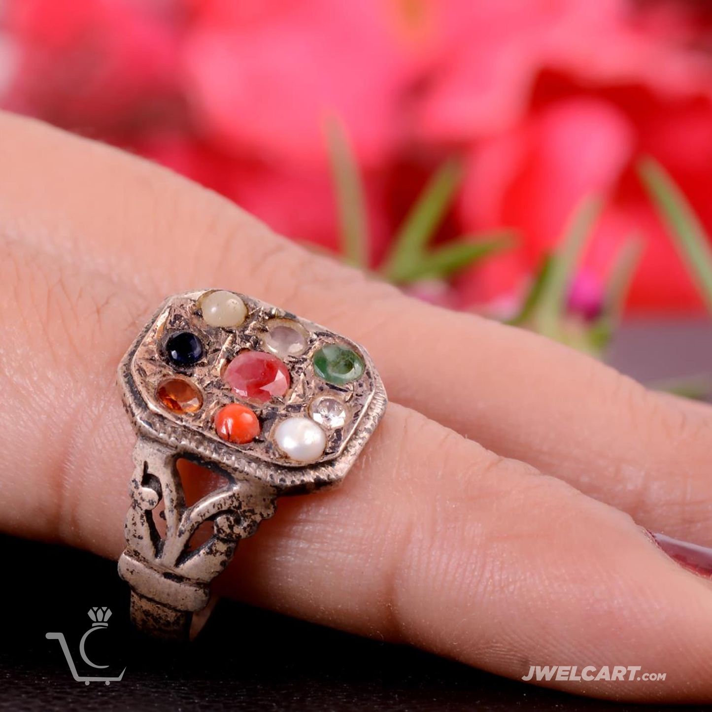 Navratna Ring Sterling Silver Natural Navratna Gemstone Ring