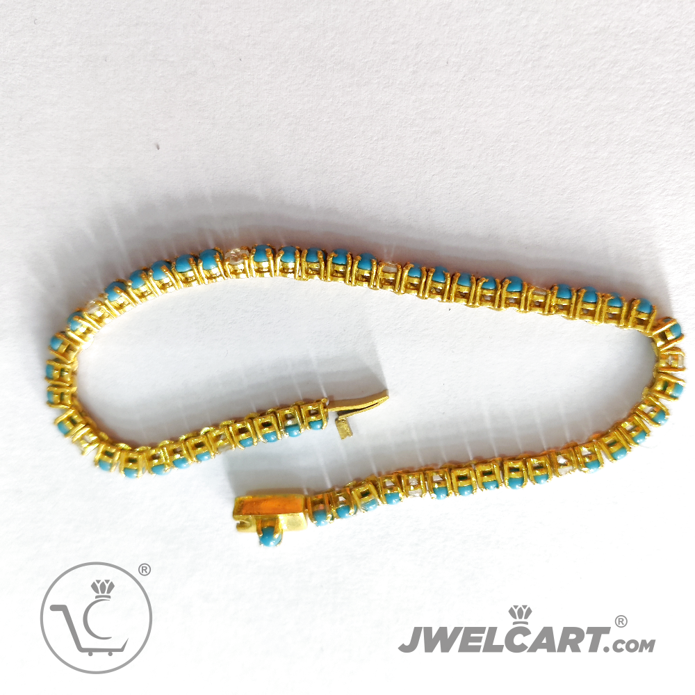 Turquoise Tennis Bracelet 18k Gold Plated