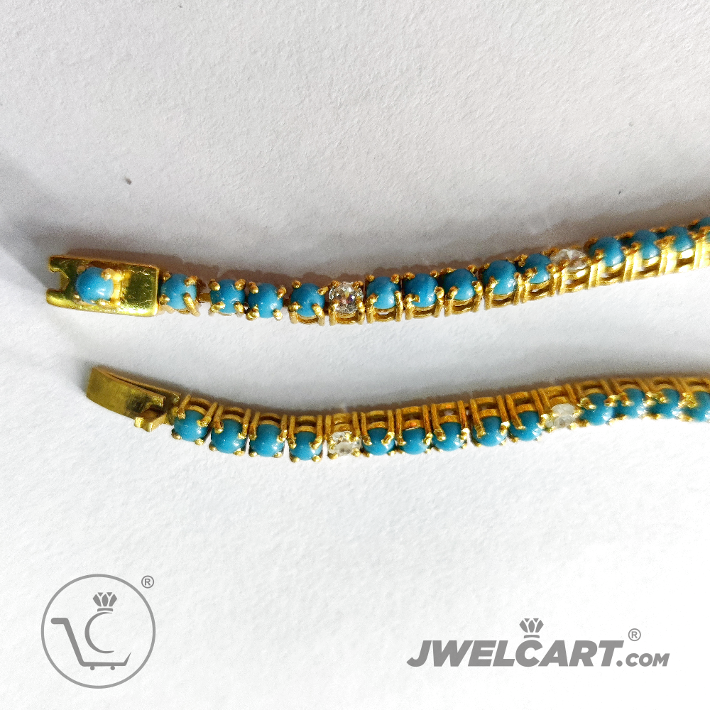 Turquoise Tennis Bracelet 18k Gold Plated