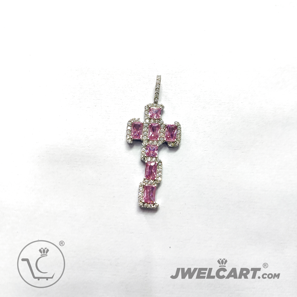 Diamond studded Silver Cross Pendants Jwelcart.com