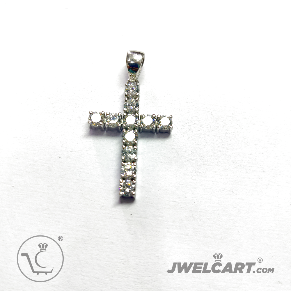 Silver Cross Diamond Pendant