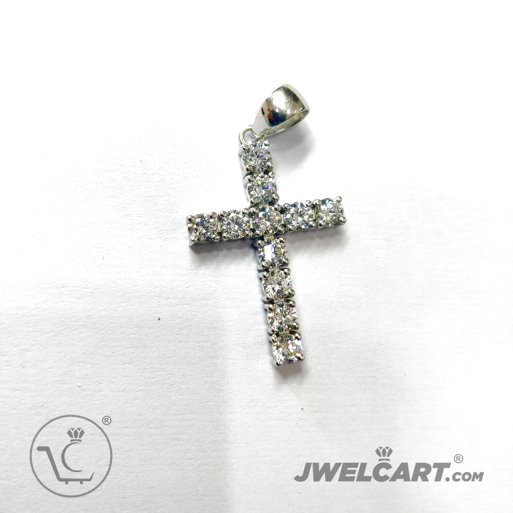 Silver Cross Diamond Pendant