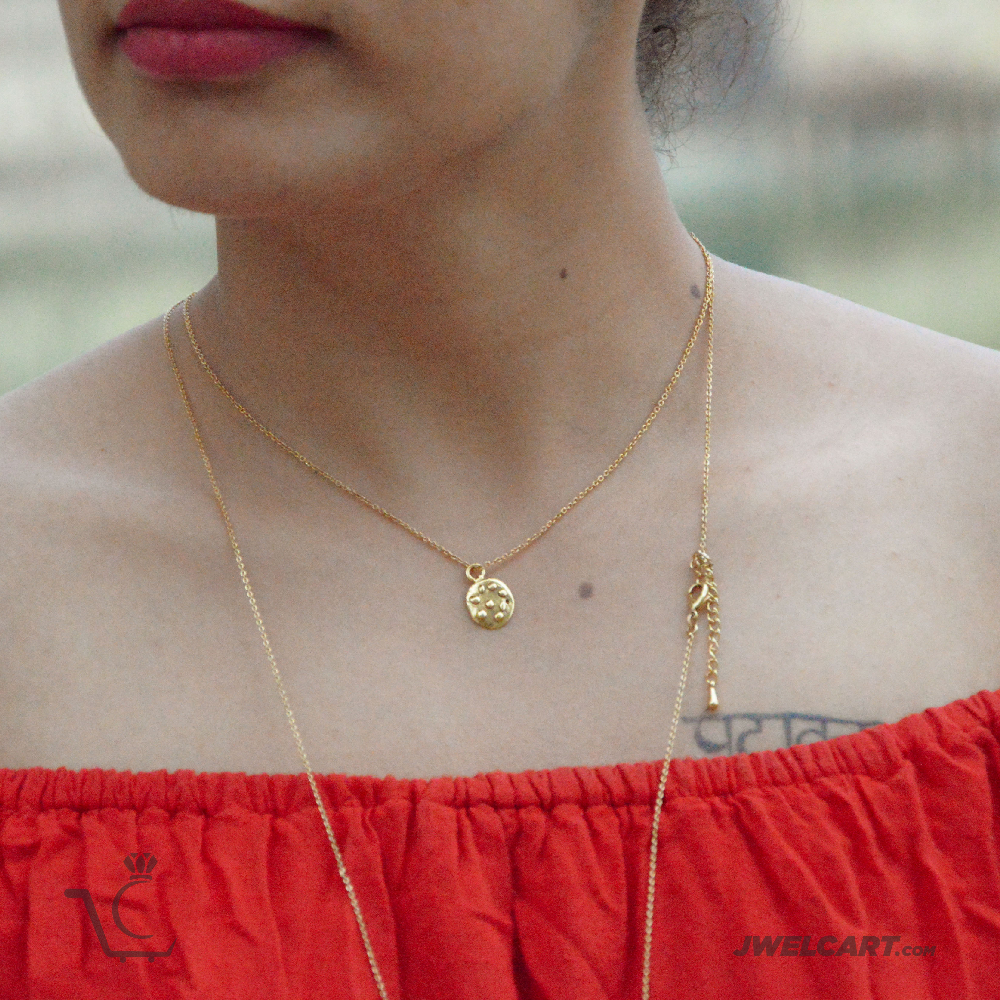 hammered coin 18k gold plated layer necklace jwelcart.com