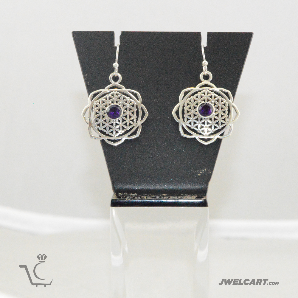 flower of life silver earring jwelcart.com