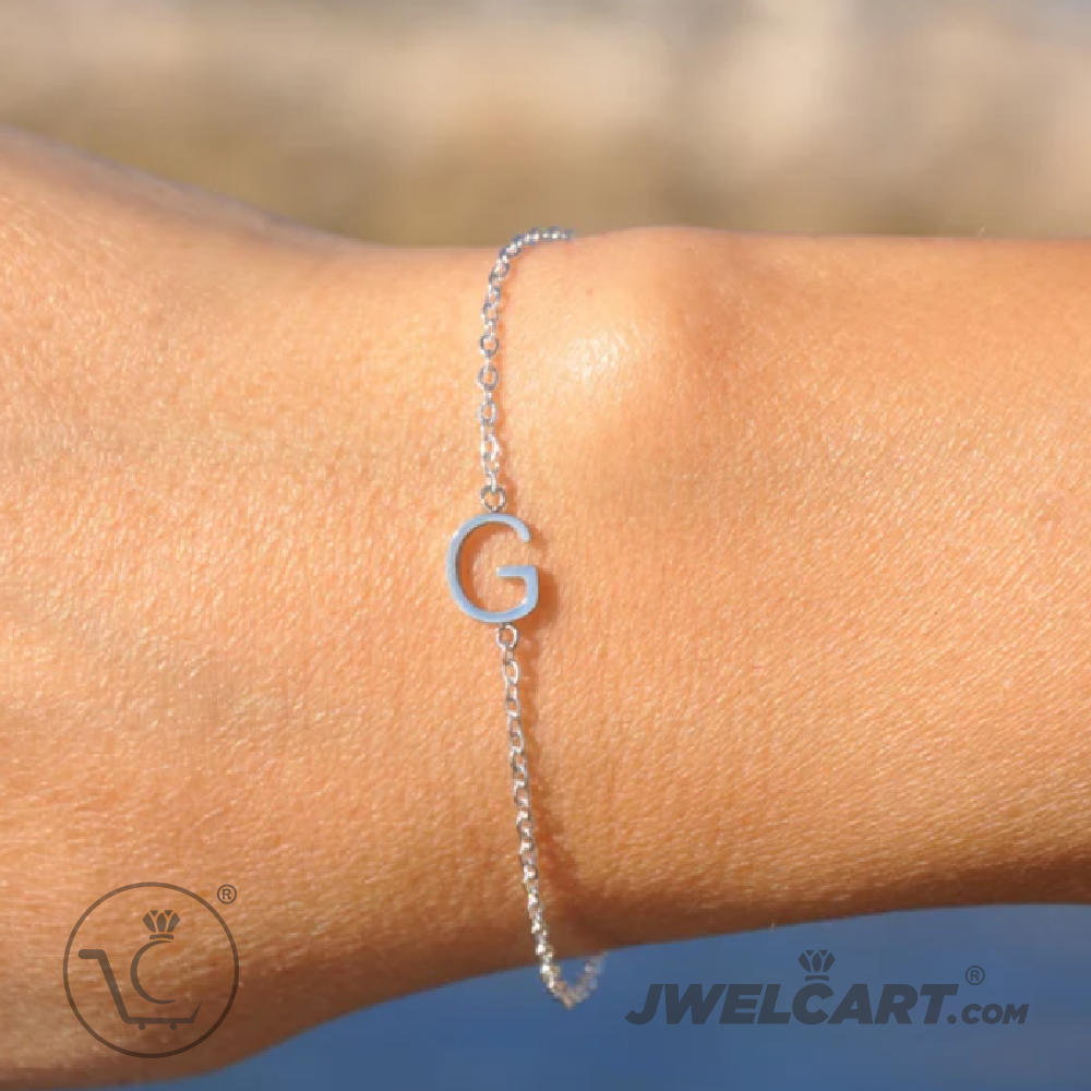 Initial Letters Thin Silver Chain Bracelet