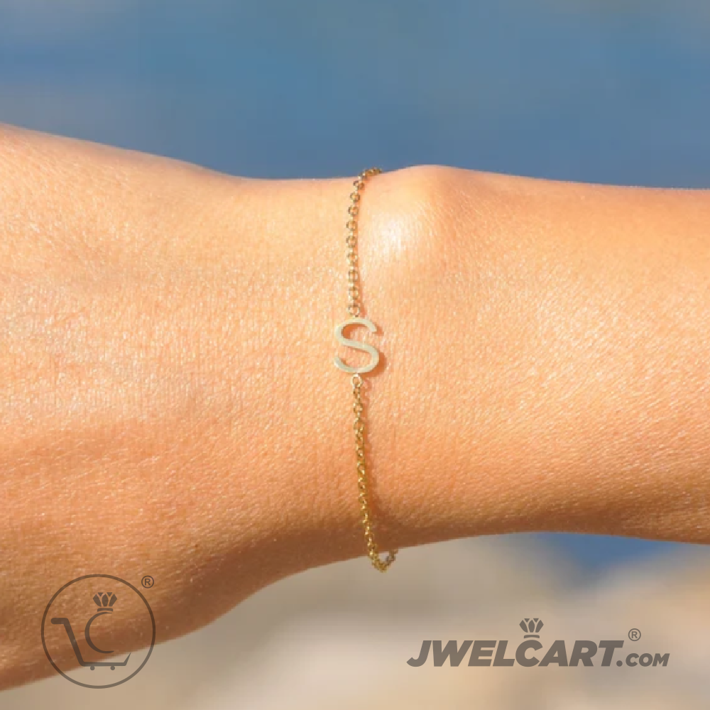Initial Letters Thin Silver Chain Bracelet