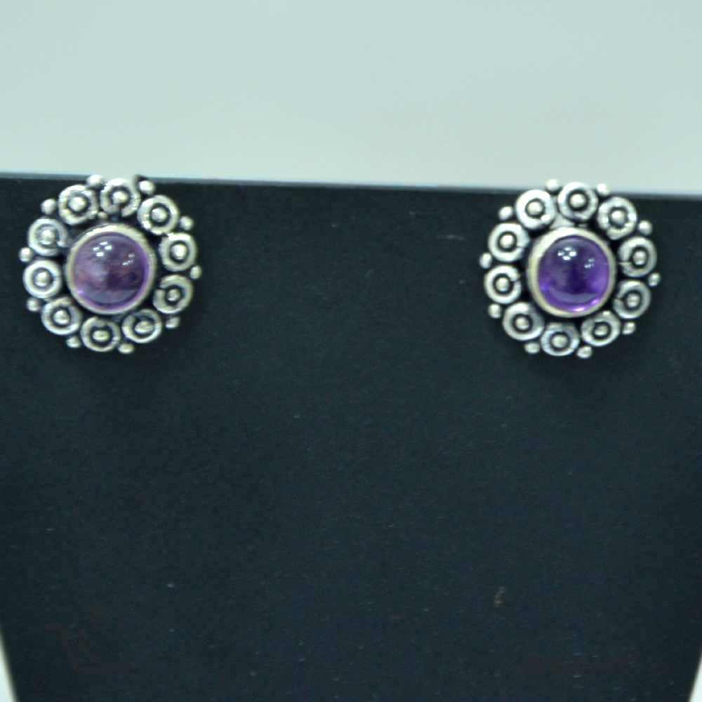 oxidized polish silver studs jwelcart.com
