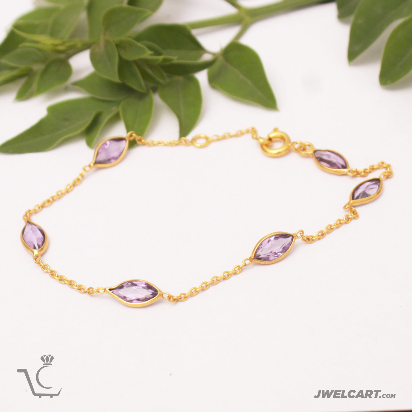 amethyst gold chain bracelets jwelcart.com