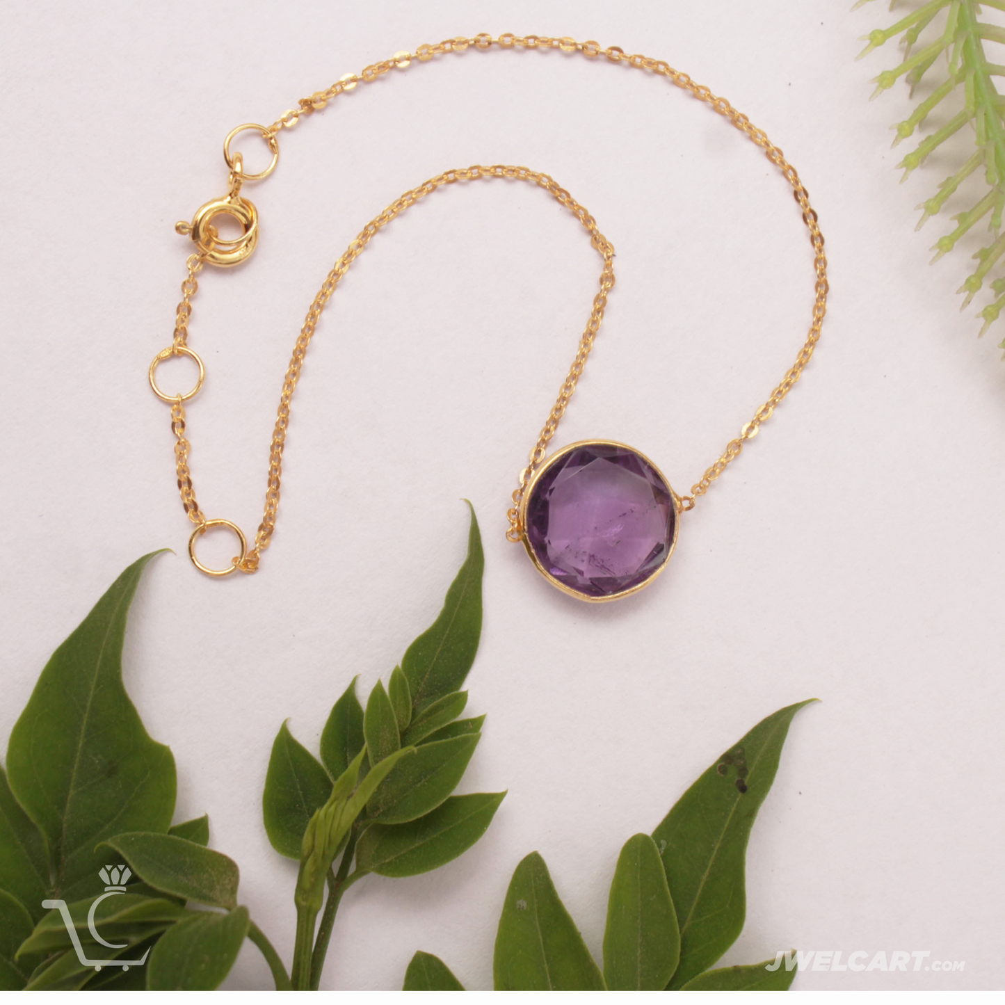 amethyst stone chain bracelet jwelcart.com