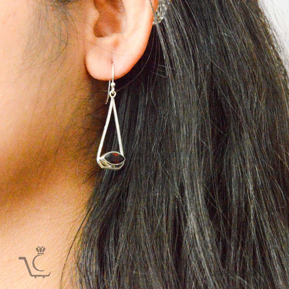 garnet silver earrings jwelcart.com