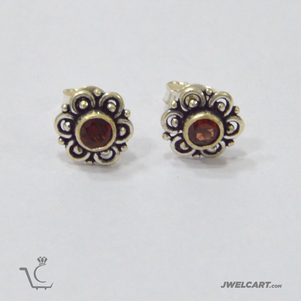 red stone silver studs jwelcart.com