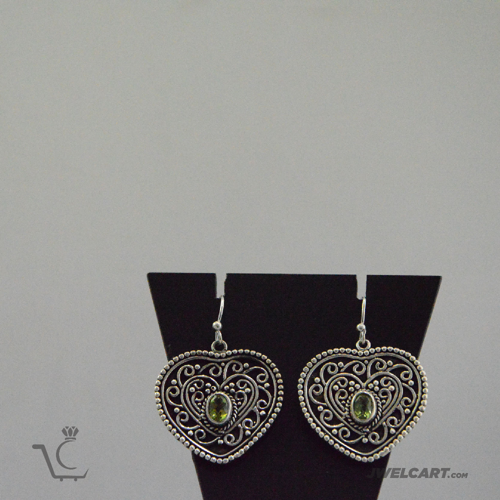 heart shape gemstone silver earrings jwelcart.com