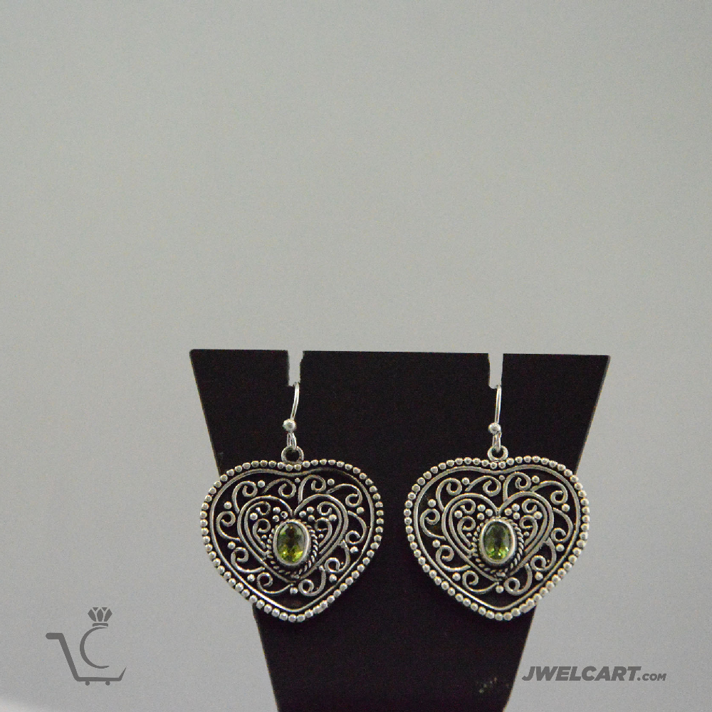 heart design gemstone silver hoops jwelcart.com