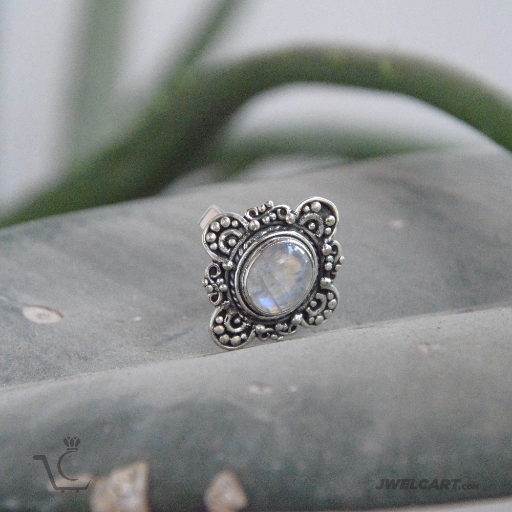 Rainbow Moonstone sterling silver ring jwelcart.com