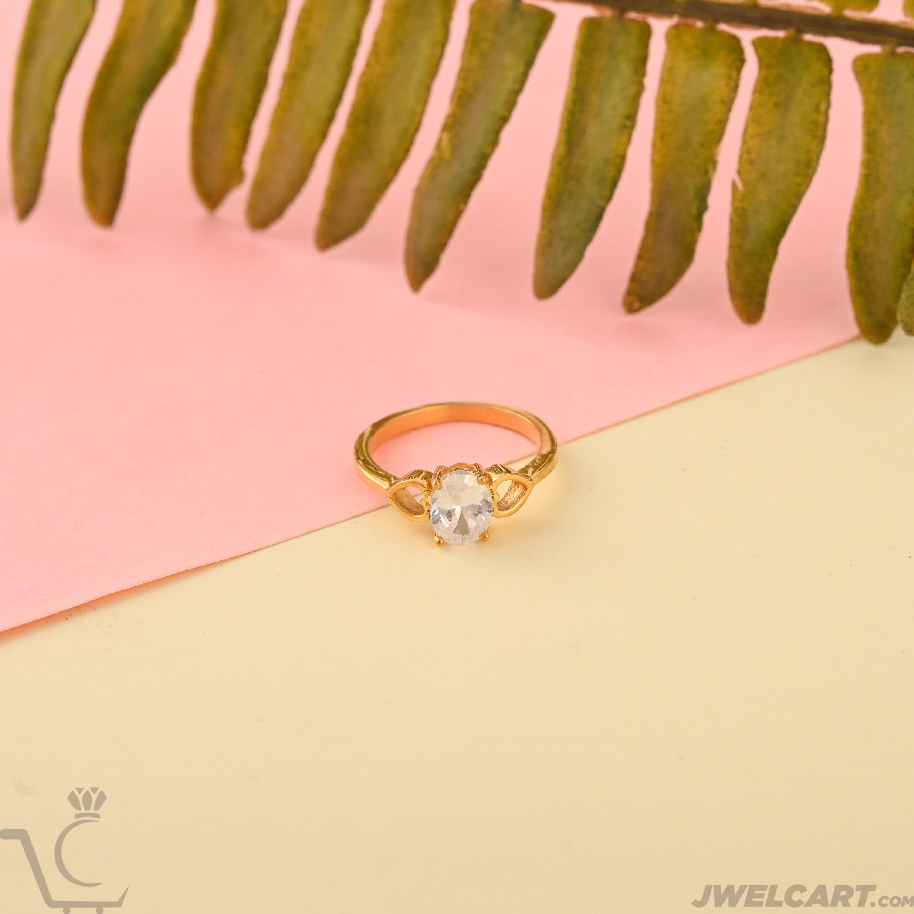 Oval Cut American Diamond 22K Gold Plating Silver Ring