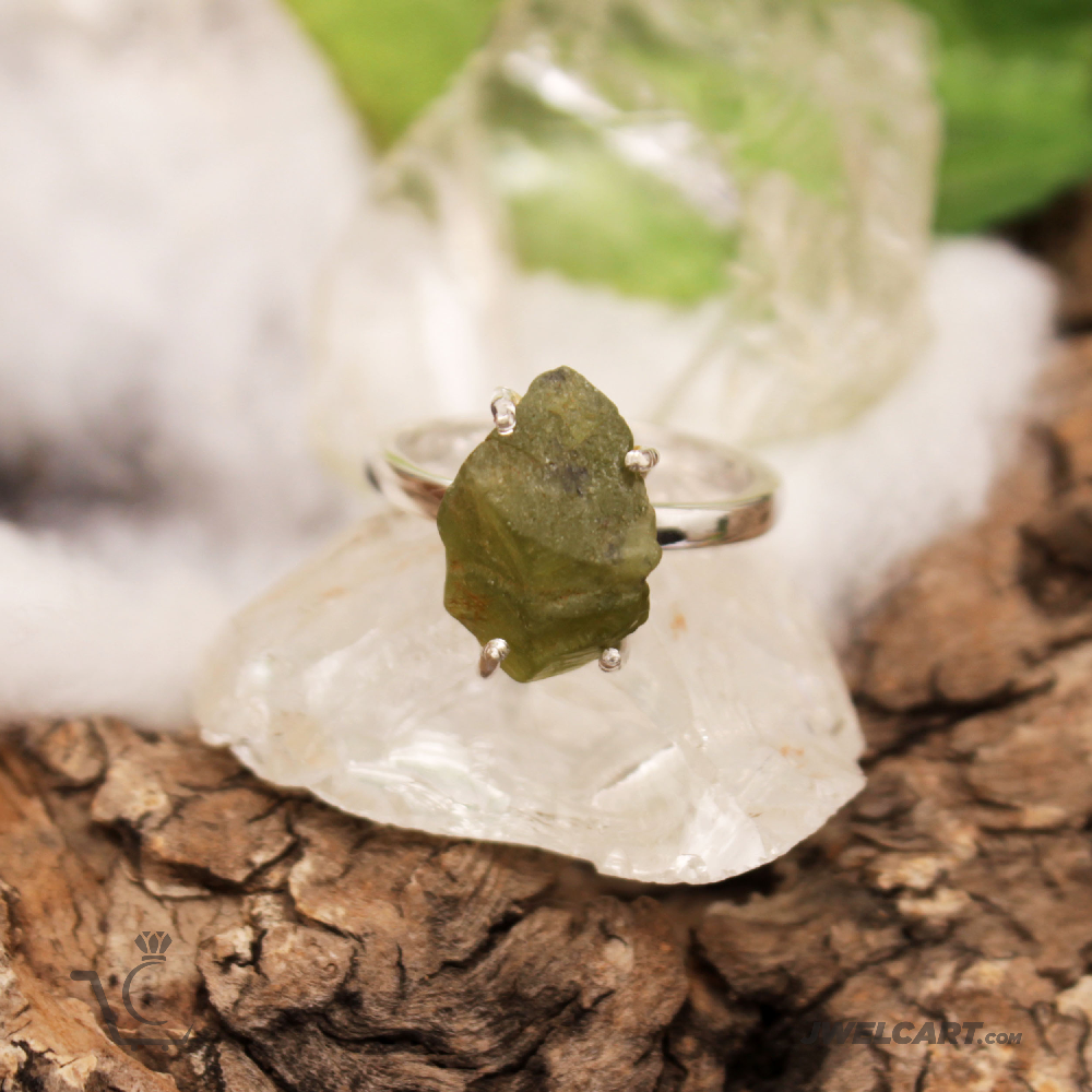 rough peridot women silver ring Jwelcart.com