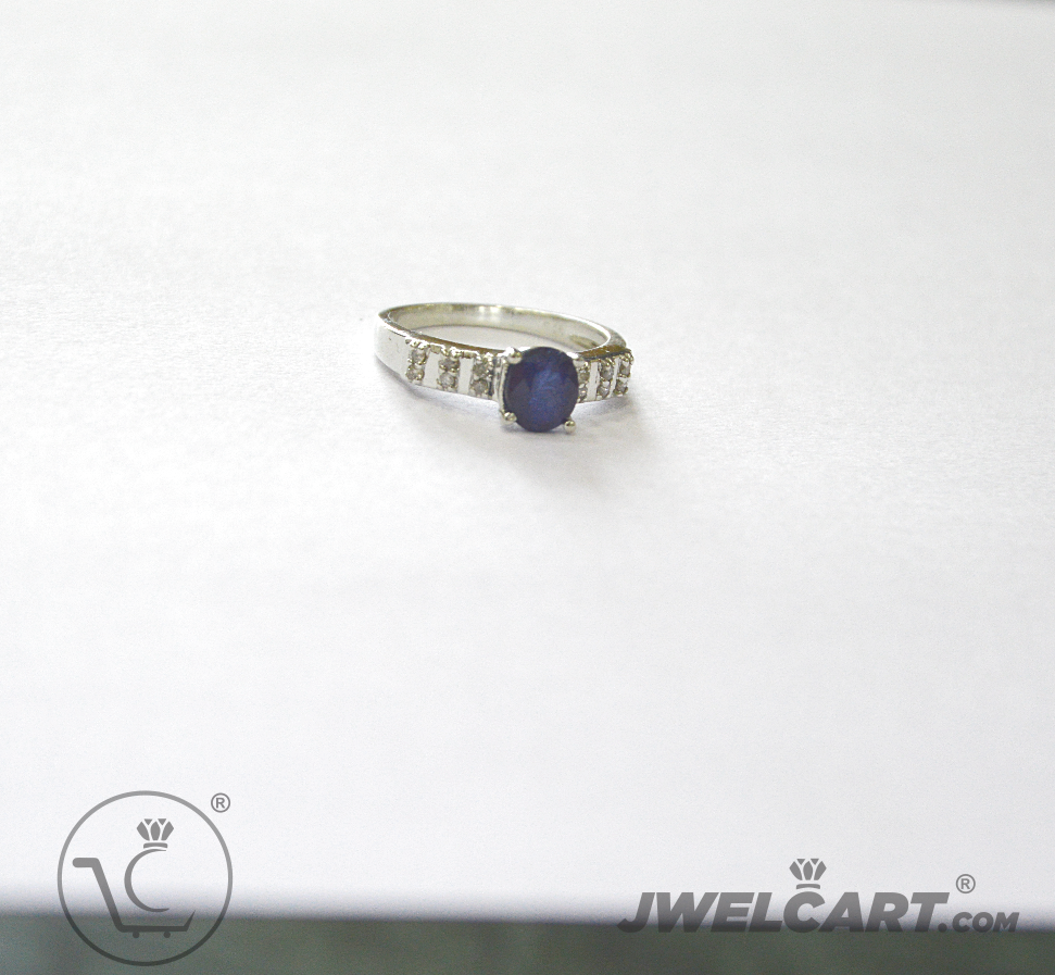 blue sapphire diamond mens silver ring jwelcart.com
