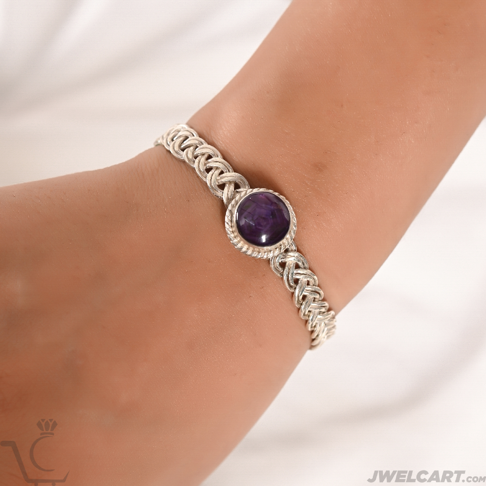 Star Ruby Knotted Silver cuff